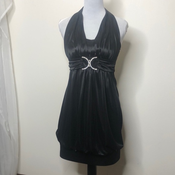Taboo black jeweled mini halter dress size medium/small - Picture 2 of 16